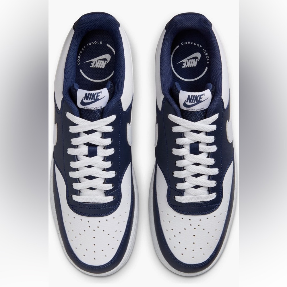 Nike Court Vision Low Men Sneakers, Midnight Navy Blue White, Size 14M - Picture 4 of 8